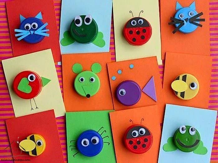 kapaklardan yapılmış böcekler